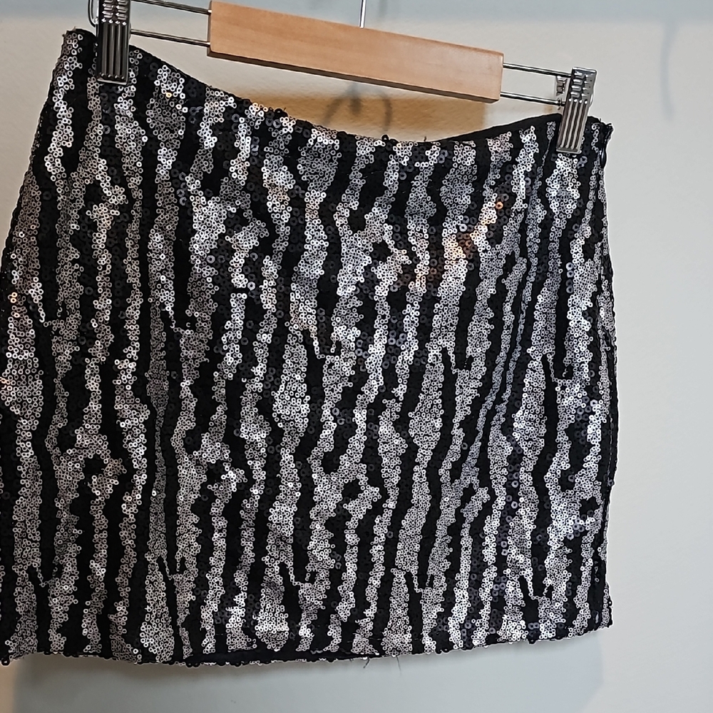 Black and Silver Sequin Skirt